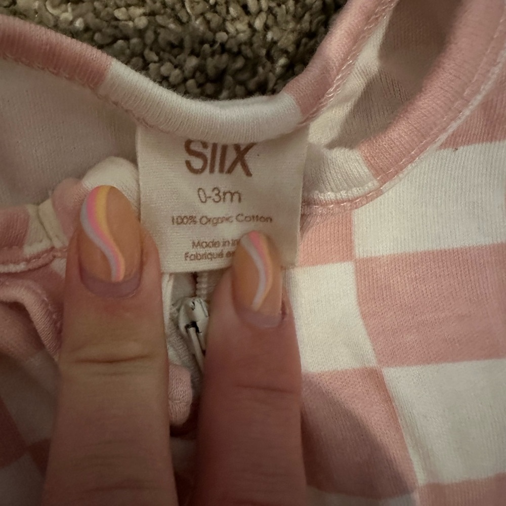 Pink & White Checker Ruffle Baby One-Piece - Picture 3 of 5